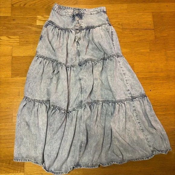 🥰SOLD 🥰Free People Tiered Dreamweaver Festival Boho Coastal Cowgirl Maxi XS - Picture 5 of 8